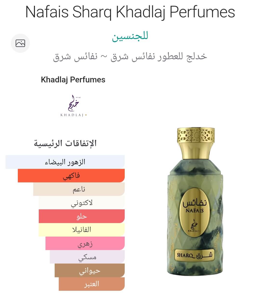 Nafais Sharq Khadlaj Perfumes