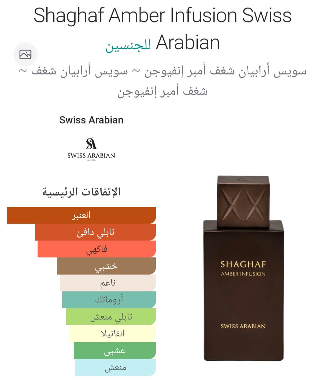 Shaghaf Amber Infusion Swiss Arabian