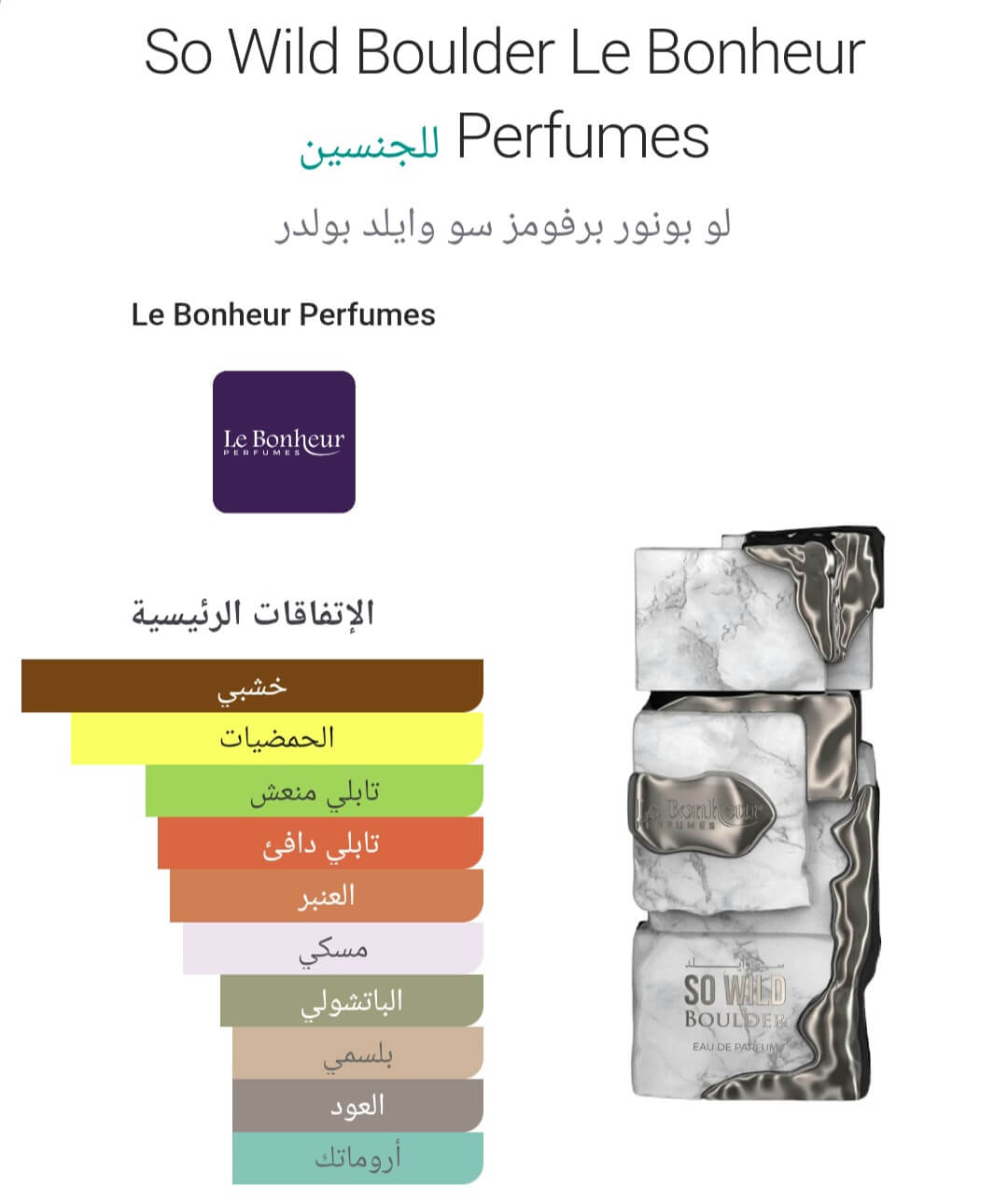 So Wild Boulder Le Bonheur Perfumes