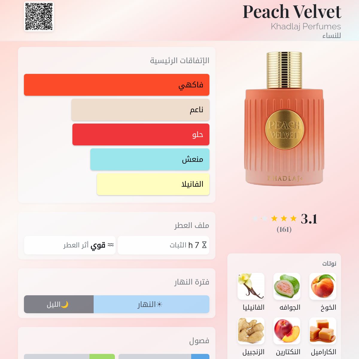 Peach Velvet 100ML Eau De Parfum Khadlaj Perfumes