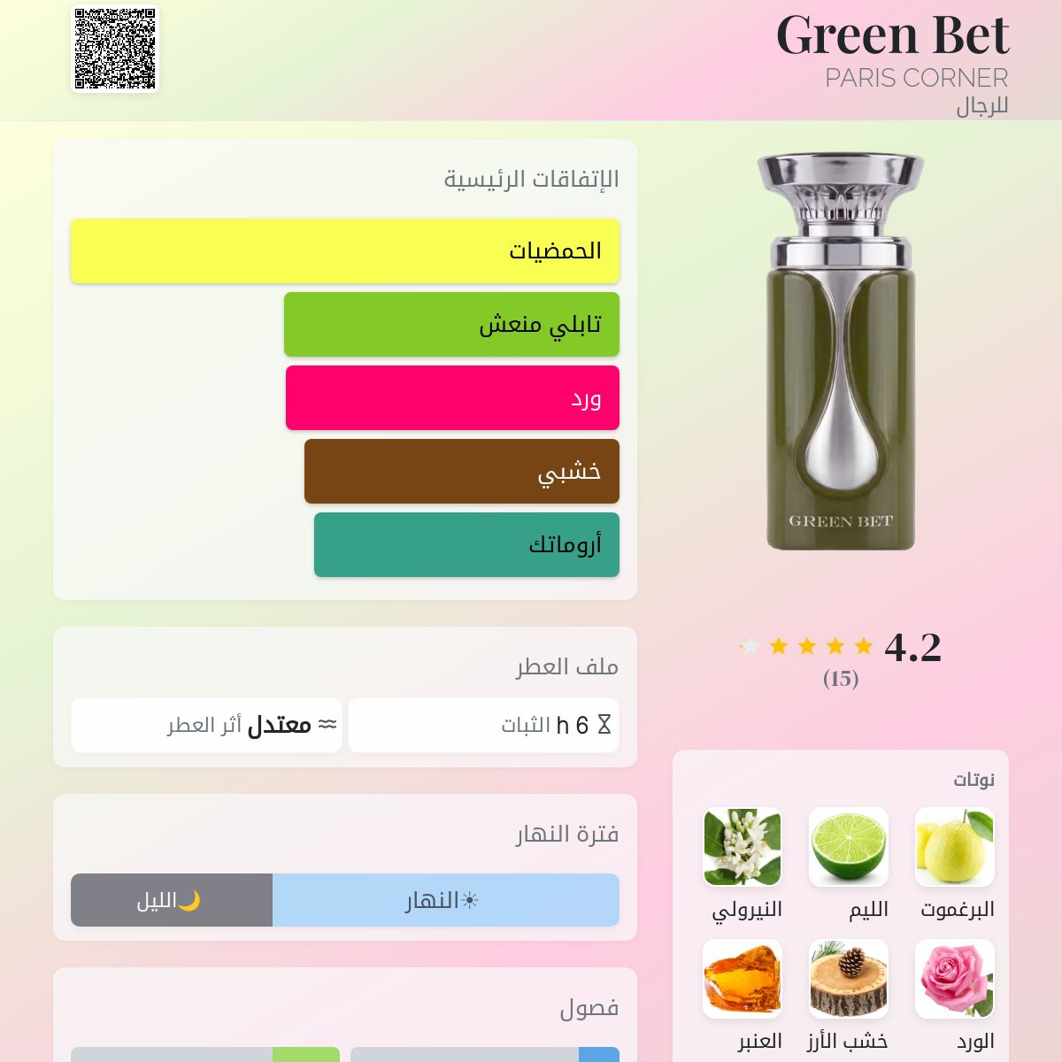 Green Bet 100ML Eau De Parfum PARIS CORNER